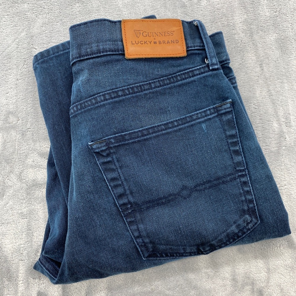 Lucky Brand x Guinness Mens Dark Wash 223 Straight Leg Jeans 33x30 Indigo Denim